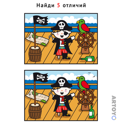 Пират — найди отличия для распечатки
