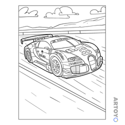 Гоночый Бугатти Veyron GTR — раскраска для распечатки