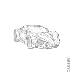 Раскраска Сверкающий спортивный автомобиль — А4