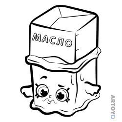 Раскраска Шопкинс Масло, чёрно-белый контур