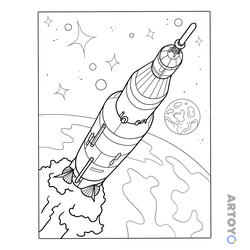Раскраска «Сатурн-5 - американская сверхтяжёлая ракета-носитель» из категории Ракеты