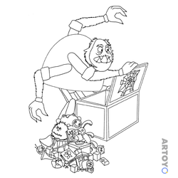 Раскраска «Шнюк разбирает шкатулку» из категории Лунтики и его друзья