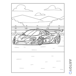 Раскраска Гоночный McLaren P1 GTR, чёрно-белый контур