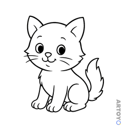 Коты кошки, котят: раскраска Котенок для раскрашивания красками