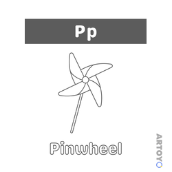 Раскраска Буква P, чёрно-белый контур