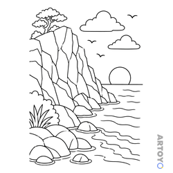 Раскраска Скалы у моря