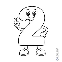 Раскраска Цифра 2 — А4