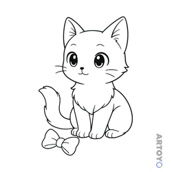 Раскраска Кошка и игрушка-бантик — А4