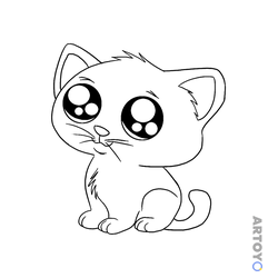 Котёнок-аниме — раскраска для распечатки
