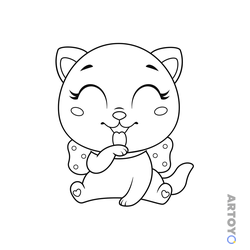 Раскраска Котенок лижет лапку