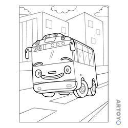 Раскраска Автобус Гани, чёрно-белый контур