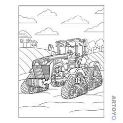 Раскраска Огромный гусеничный трактор John Deere 8RX