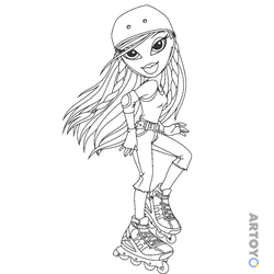 Bratz на роликах — раскраска для распечатки