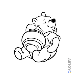 Раскраска Винни Пух и горшочек мёда