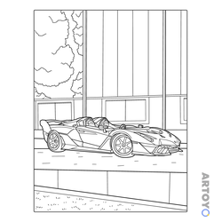 Раскраска Крутой Ламборгини Huracan, чёрно-белый контур