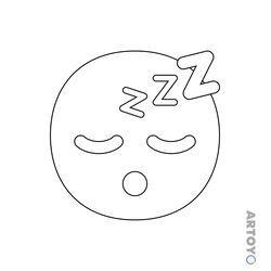 Раскраска «Спящий смайлик» из категории Смайлики