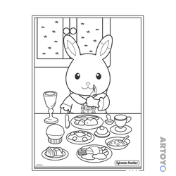 Sylvanian Families: раскраска Обед малыша Сильвании