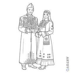 Раскраска Чувашский национальный костюм