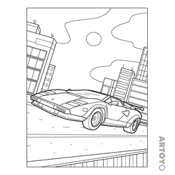 Раскраска Ретро Ламборгини Countach — А4