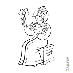 Аленький цветочек — раскраска для распечатки