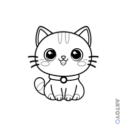 Раскраска Котёнок с ошейником