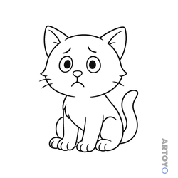 Раскраска Растерянный кот — А4