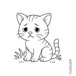 Котик расстроился — раскраска для распечатки