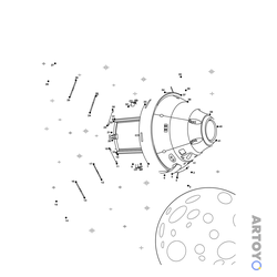 Космический корабль Орион по точкам — раскраска для распечатки