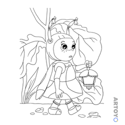 Раскраска Мила с фонариком — А4