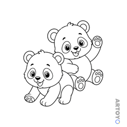 Раскраска Малыши панды — А4
