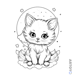 Раскраска «Красивая кошечка» из категории Коты кошки, котят