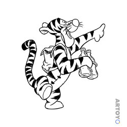Тигра идёт в поход — раскраска для распечатки