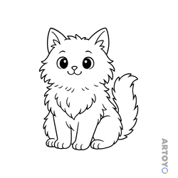 Раскраска Пушистый кот — А4