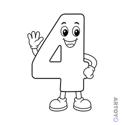 Раскраска Цифра 4 — А4