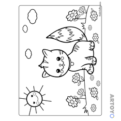 Раскраска Котёнок на полянке — А4