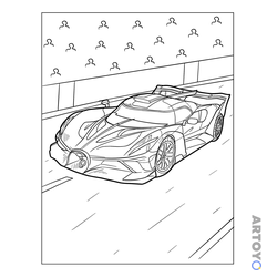 Раскраска Гоночный автомобиль Бугатти — А4