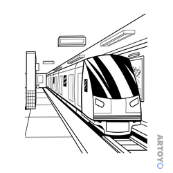 Современный поезд метро — раскраска для распечатки