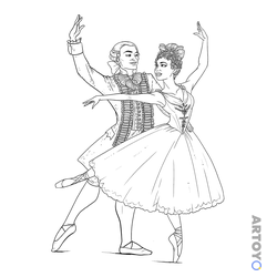 Щелкунчики и четыре королевства: раскраска Танцовщики балета