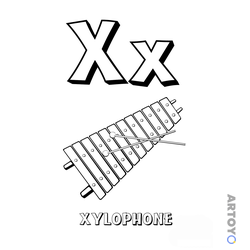 Раскраска Буква X английского алфавита — А4