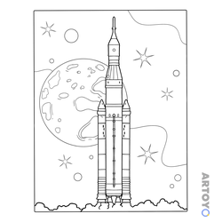Раскраска Система космических запусков NASA