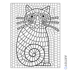 Раскраска Мозаика кот — А4