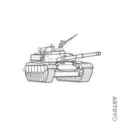 Раскраска Эскиз военного танка
