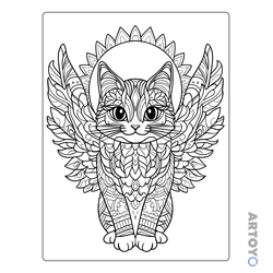 Раскраска Кот с крыльями — А4