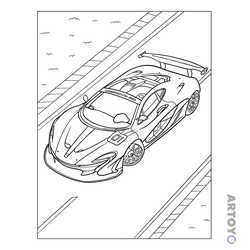 Раскраска Макларен P1 GTR на гоночной трассе — А4