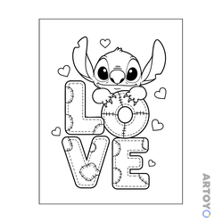 Раскраска «Стич & love» из категории Лило и Стичи