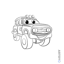 Джипы: раскраска Милый Джип с глазками