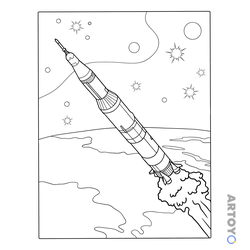 Ракета NASA Сатурн-5 — раскраска для распечатки