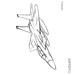 Раскраска Макдоннел-Дуглас F-15 Игл, чёрно-белый контур