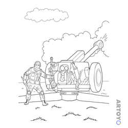 Раскраска «Артиллерийская пушка» из категории Военная техники