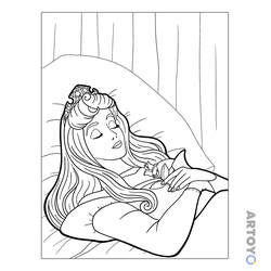 Раскраска Спящая красавица Аврора — А4